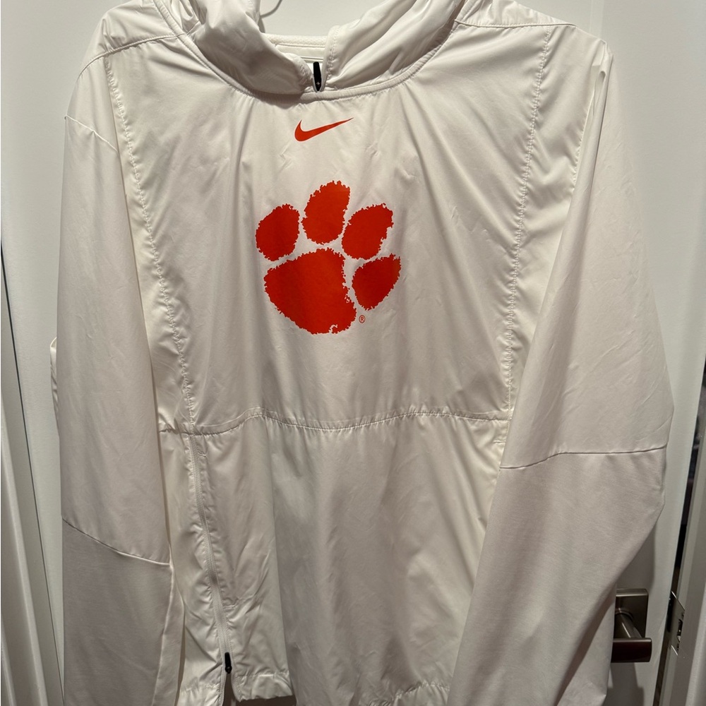 Clemson Nike White Hooded Windbreaker Jacket